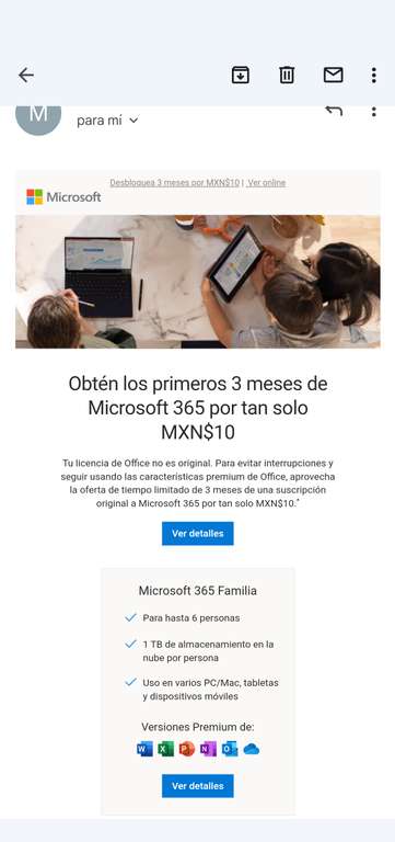 Microsoft 365, 3 meses por 10 pejecoins (usuarios seleccionados)