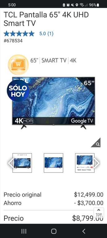 Costco: TCL Pantalla 65" 4K UHD Smart TV + Polk React Barra de Sonido