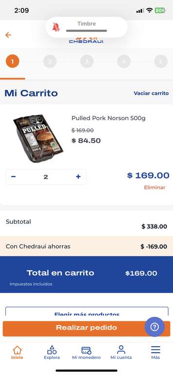Chedraui online 2x1 Pulled Pork Norson 500g