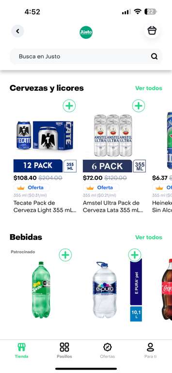 Rappi JUSTO Tecate Light 12 Pack 355 ml a $108 MXN - Coyoacán