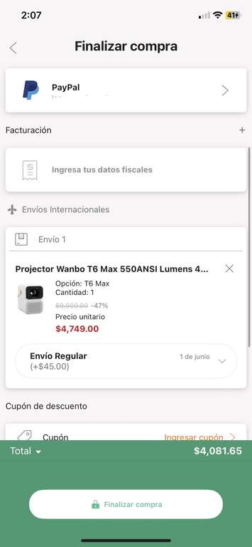 Linio: Proyector Wanbo T6 Max 550 lmns ANSI | Pagando con PayPal