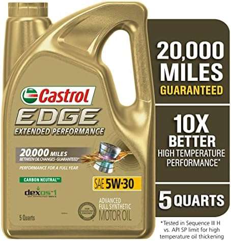Amazon: Castrol 1597B1 Edge Extended Performance 5W-30 Aceite de Motor sintético Completo, 5 Cuartos de galón