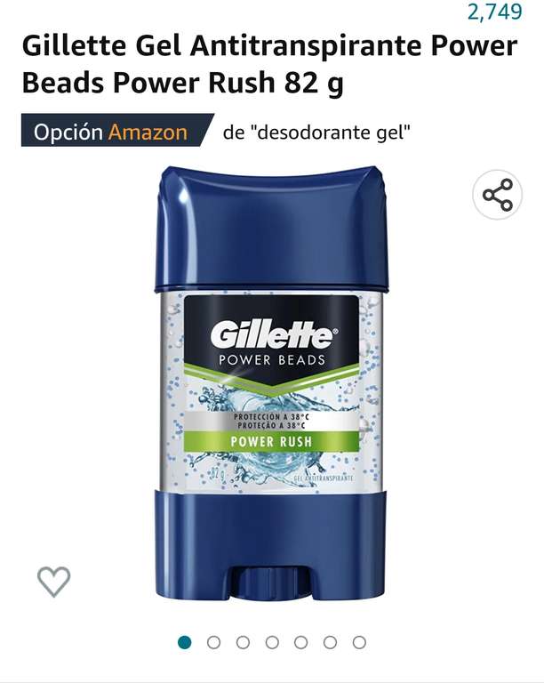 Amazon: Gillette Gel Antitranspirante Power Beads Power Rush 82 g con planea y ahorra para la promo de guillete