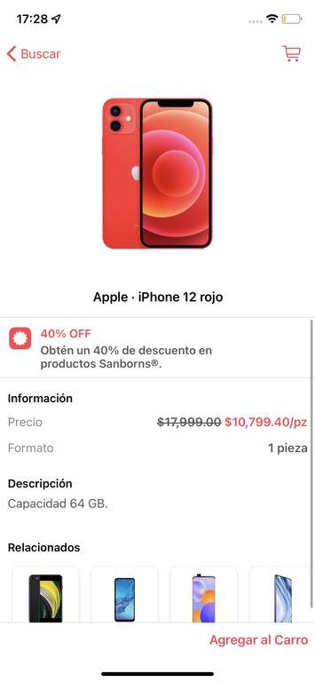iPhone 12 rojo, también en Cornershop