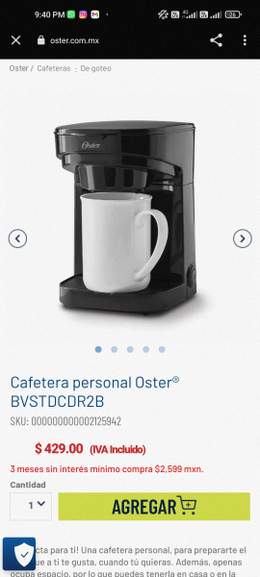 Bodega Aurrera, Cafetera Personal Oster Liquidación