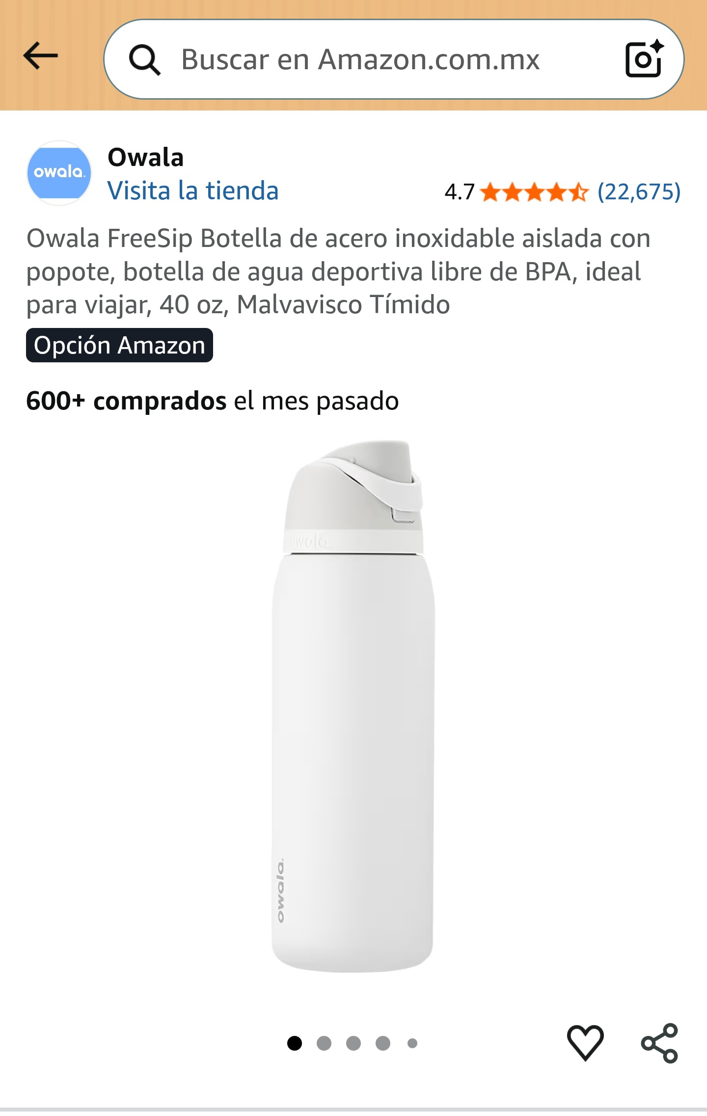 Amazon: Owala FreeSip Botella de acero inoxidable 40 oz