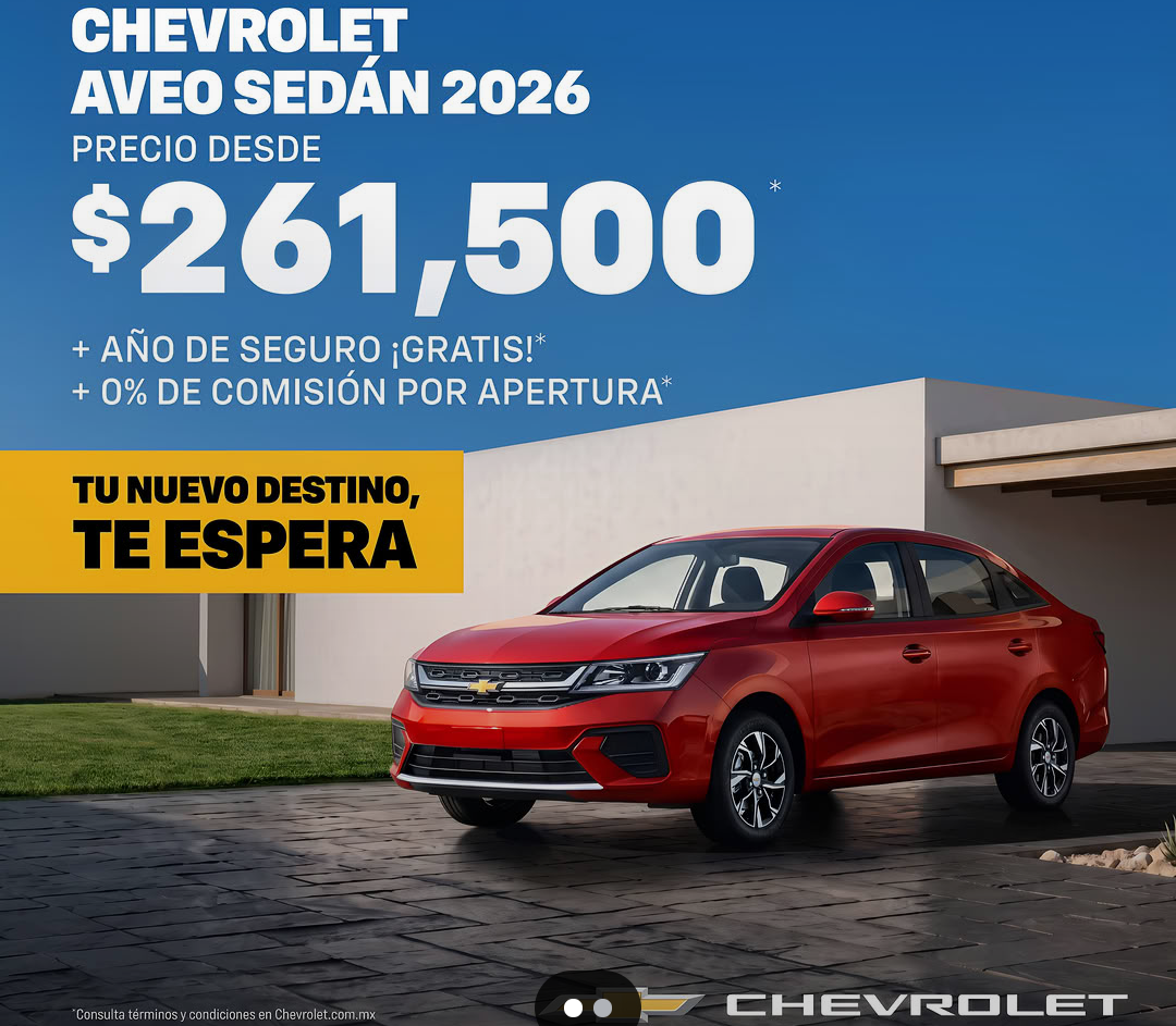 Chevrolet: 2026 Chevrolet Aveo Sedan TM 1 año de seguro gratis 0% comisión por apertura