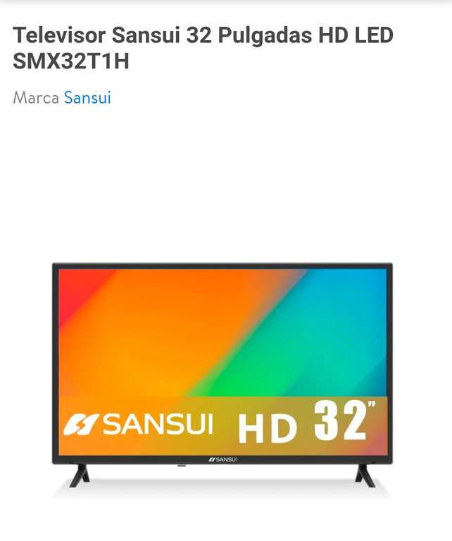Walmart Televisor Sansui 32 Pulgadas HD LED