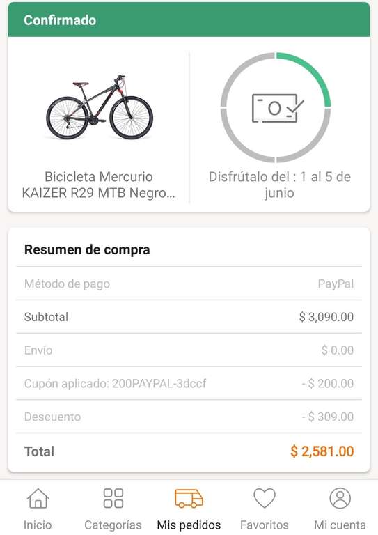 Linio: Bicicleta mercurio | Pagando con PayPal