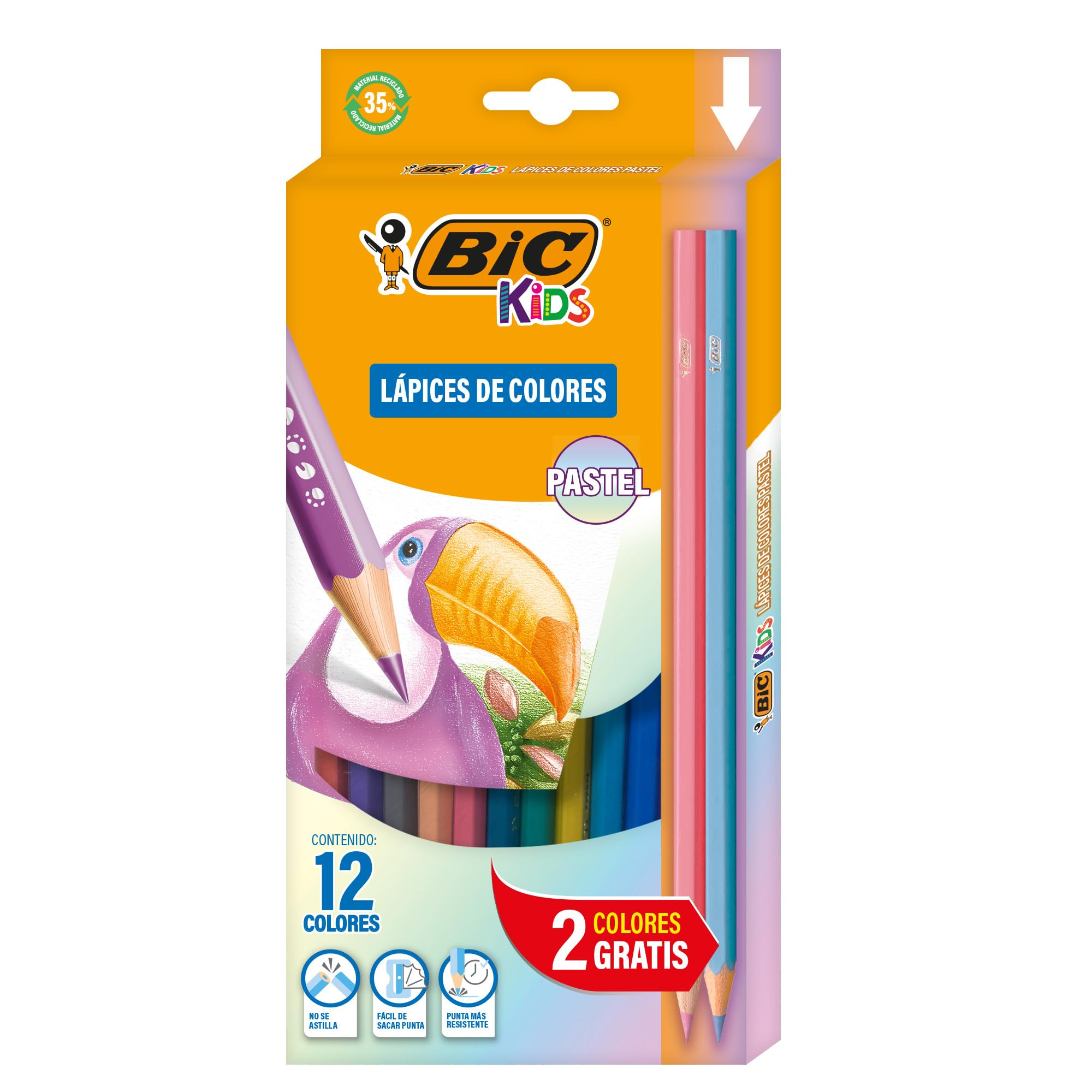 Amazon: Lápices de Colores, BIC Kids Pastel 14 piezas