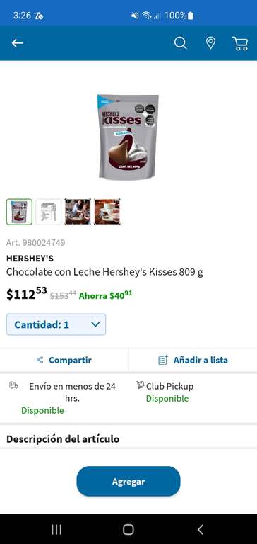 Sam's club: Kiss de chocolate hersheys