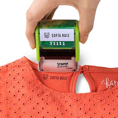 Amazon: Stamp & Stick - Sello Textil DIY - Kit Completo: Sellador, Etiquetas, Cintas, Set de letras, números e iconos