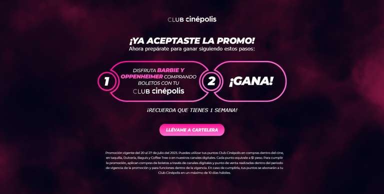 Club Cinépolis: Hasta 50 puntos por ir a Barbenheimer (Usuarios seleccionados)