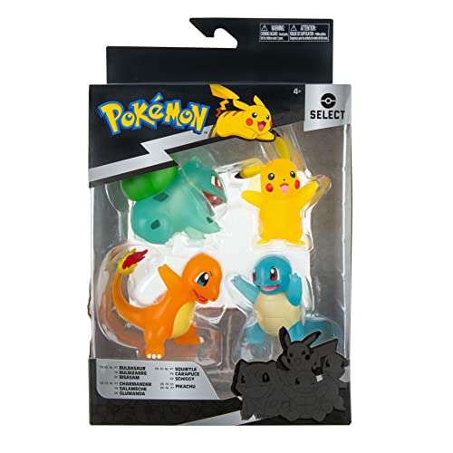 Amazon: Pokemon Paquete de 4 figuras translúcidas con Pikachu, Charmander, Bulbasaur, Squirtle de 3 Pulgadas - Detalles auténticos