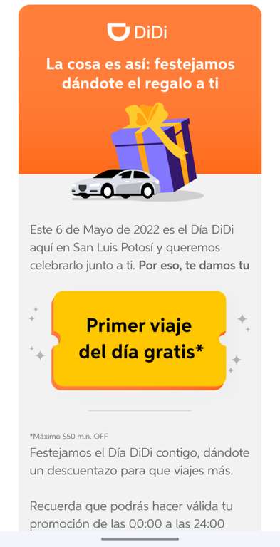 DiDi San Luis Potosí: primer viaje gratis solo 6 de mayo