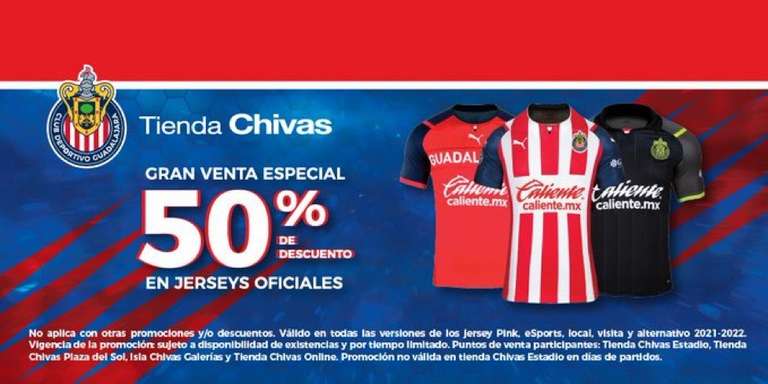 Tienda Oficial Chivas: 50% descuento jerseys