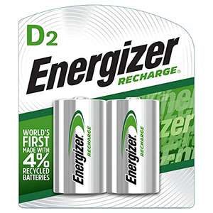 Amazon: Energizer Batería/Pila D recargable (2500 mAh, Níquel-metal hidruro (NiMH), 1.2 V, Plata, 2 pieza(s))