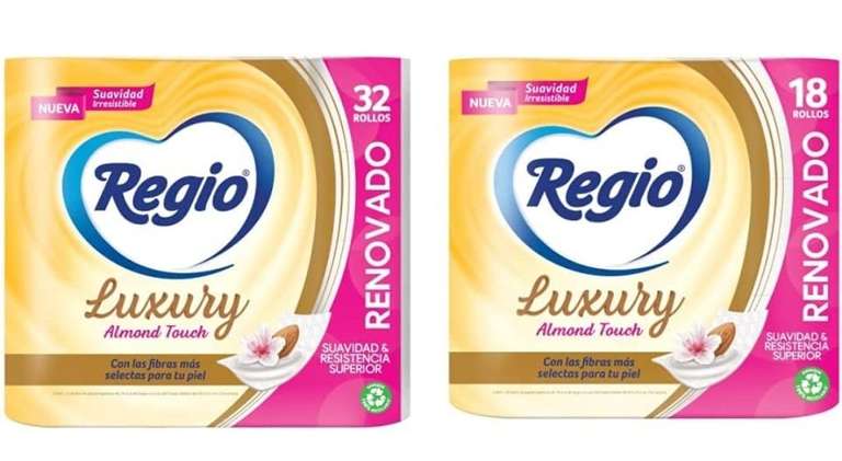 Amazon: Papel higiénico Regio Luxury Almond Touch 50 rollos (paquete de 32 + paquete de 18)