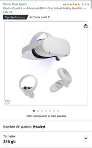 Amazon: Oculus quest Meta 2 256 gb (solo auriculares)