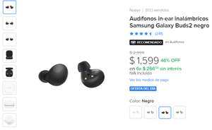 Mercado Libre: Audífonos Samsung Galaxy Buds2 - Bl4ck solamente