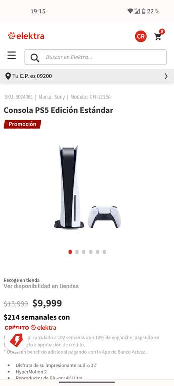Elektra: Consola PS5 Edición Estándar | Precio pagando con PayPal y BBVA a 12 o más MSI