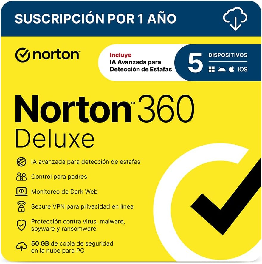 Amazon: Norton 360 Deluxe Antivirus (Múltiples Dispositivos)
