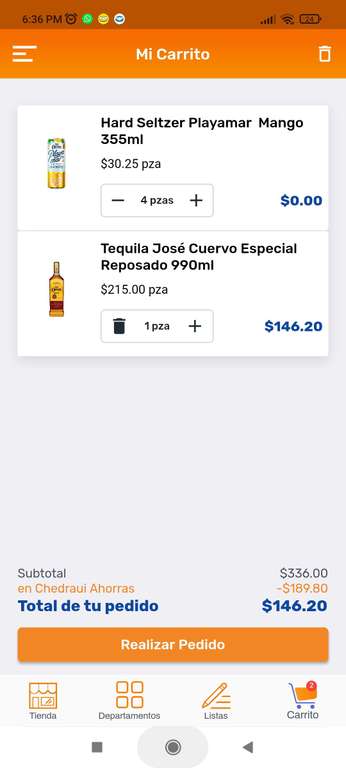 Chedraui: 32% descuento en Jose Cuervo Especial 990 ml + 4 Hard Seltzer Mango 355 mL gratis