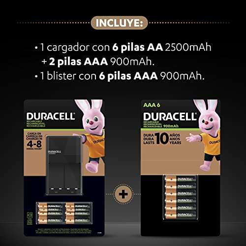 Amazon: Kit de cargador Duracell + 14 pilas recargables (6 AA y 8 AAA) | para que los incluyan en los juguetes esta navidad