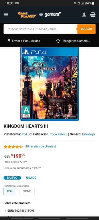 Game Planet: Kingdom heart 3, ps4 $200 y xbox one $150