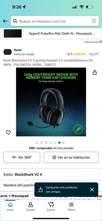 Amazon: Headset BlackShark V2 X Razer