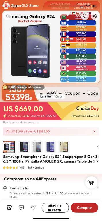 AliExpress: Celular Samsung Galaxy S24
