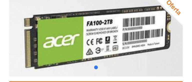 CyberPuerta: SSD Acer FA100 NVMe, 1TB, PCIe 3.0, M.2