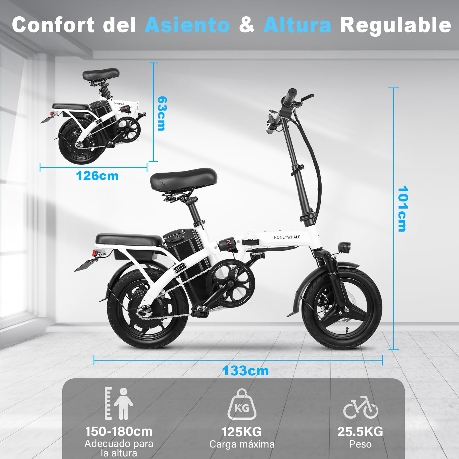 Amazon: HONEYWHALE S6-S Bicicleta Eléctrica Plegable Adulto 750W-35KM/H Batería Extraíble 48V 10AH, Autonomía 40KM