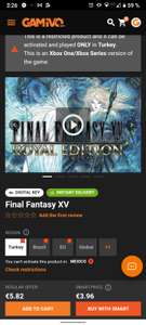 Gamivo: XBOX Final Fantasy XV Royal Edition TURQUÍA