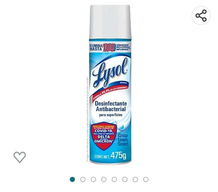 Amazon: Lysol Aerosol Desinfectante para Superficies, Aroma Crisp Linen | Planea y Ahorra, envío gratis con Prime