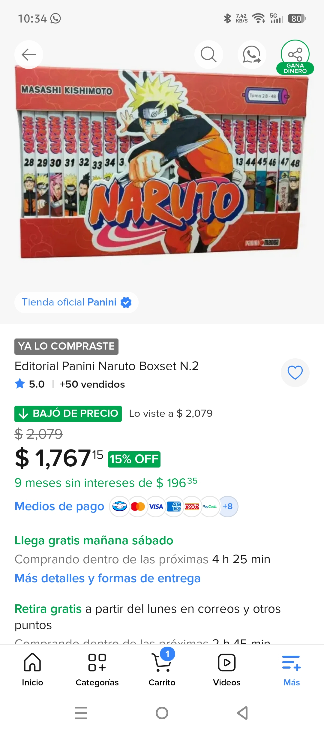 Mercado libre: Naruto Boxset N.2