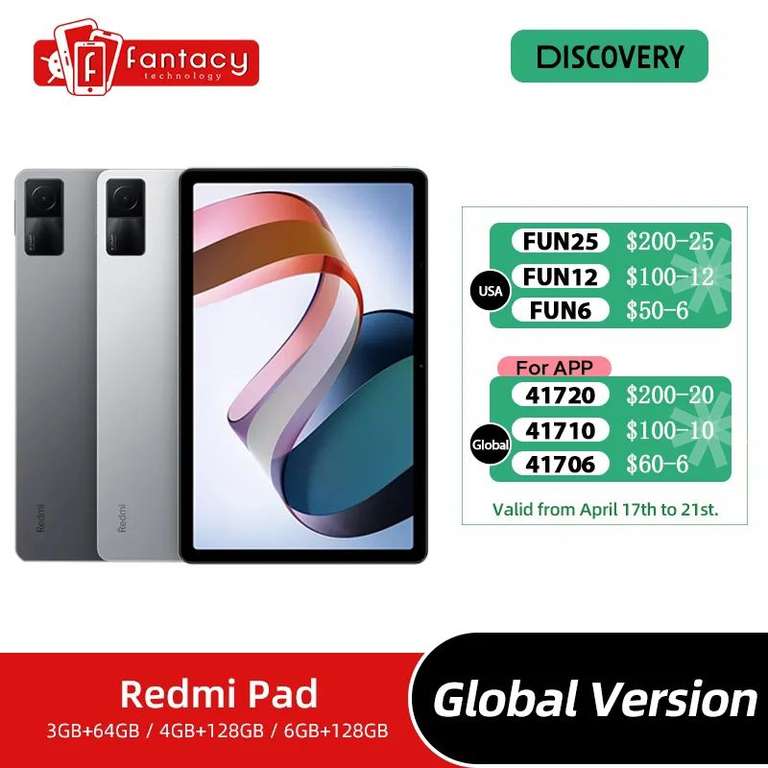 Tablet Redmi Pad 10.6 (negro o plata) 6gb ram y 128 gb memoria interna en AliExpress