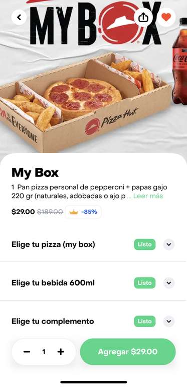 -85% en My Box de Pizza Hut en Rappi
