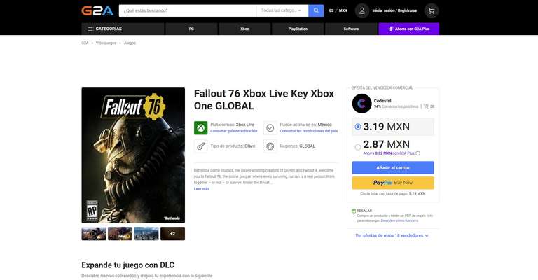 G2A: Fallout 76 Xbox Live Key Xbox One GLOBAL