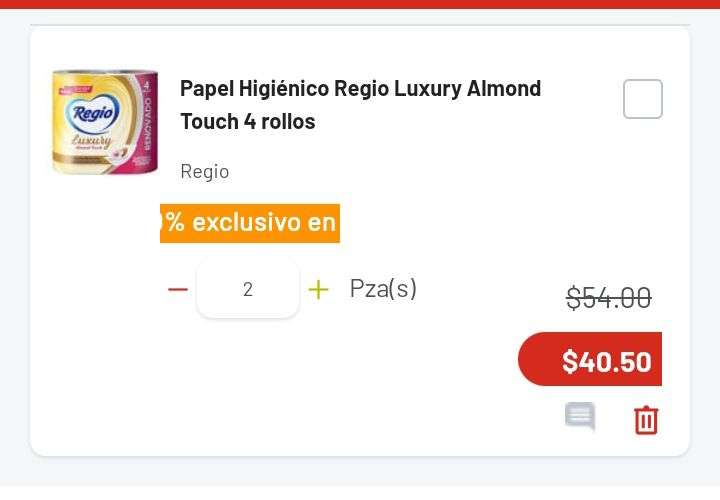 Soriana: Papel Higiénico Regio Luxury Almond Touch 4 rollos (Compra 2 y llévate 1 de ellos al 50%)