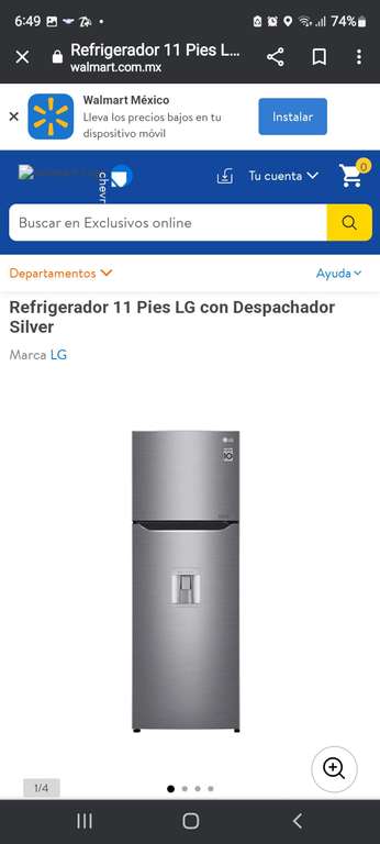 Walmart- Refrigerador LG 11 pies