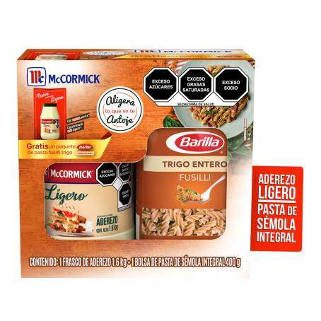 Sam's: Pack Aderezo Ligero MCCORMICK/BARILLA 1.6kg + Pasta de Sémola Integral Barilla 400 g