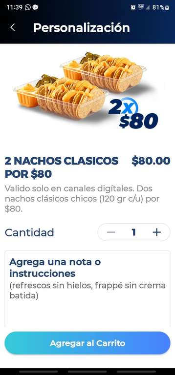 Cinépolis APP: 2 Nachos clásicos por $80