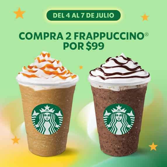Starbucks: 2 Frappuccinos Grandes por $99 (4 al 7 de julio)