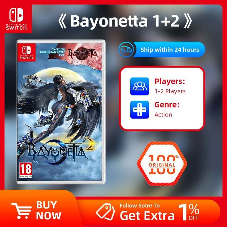 AliExpress: Bayonetta 1 + 2 (Nintendo Switch, el precio incluye el envío)