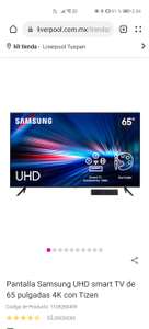 Liverpool: Pantalla Samsung UHD smart TV de 65 pulgadas 4K con Tizen