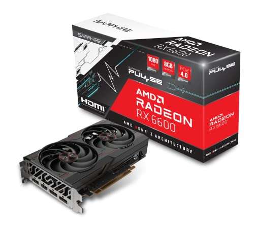 Amazon: Sapphire 11310-01-20G Pulse AMD Radeon RX 6600 Tarjeta gráfica para Juegos con 8 GB GDDR6, AMD RDNA 2