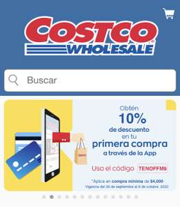 10% en primera compra App Costco (Compra mín $4000)