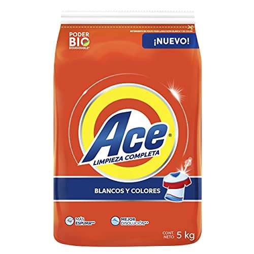 Amazon: Ace Detergente en Polvo Limpieza Completa 5 kg
