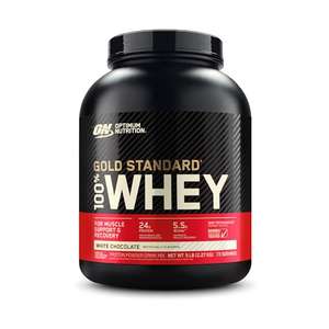 Amazon: Optimum Nutrition - Gold Standard - Proteína Chocolate Blanco 5Lb/2.26Kg PLANEA Y AHORRA VENDIDA POR AMAZON